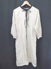 ◇ ⊆ SM2 サマンサ モスモス バイカラー 七分袖 膝下丈 シャツ ワンピース サイズF ベージュ レディース E  【1507010005289】