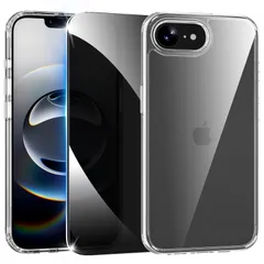 iPhone 16e ケース クリア 耐衝撃 ガラスフイルム付き 【覗き見防止】 プライバシー保護 黄変防止 米軍MIL規格 ストラップホール付き アイフォン16e 対応