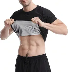 CosMisty メンズ サウナスーツ 半袖 発汗 Tシャツ ランニング インナー 洗濯可(「シルバー」シャツのみ2XL-3XL)