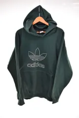 アディダス adidas 90's USA製 ビッグ トレフォイル ロゴ刺繍 スウェット パーカー パーカ グリーン Mサイズ 103MT-3162