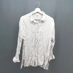 ◇ CLASSICAL ELF スタンダードカラー フロントボタン 透け感あり 無地 長袖 シャツ サイズL グレー レディース E  【1308160038659】