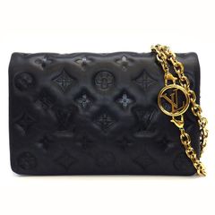 ルイ・ヴィトン Louis Vuitton ショルダーバッグ ポシェット クッサン M80742 ブラック モノグラム エンボス ゴールド金具 【中古】