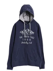 【お得なクーポン配布中!】 ノースフェイス プリント スウェット フード パーカー メンズ М The North Face 裏起毛 トレーナー プルオーバー アウトドア ツートン 紺