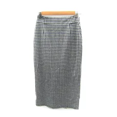 ロイヤルパーティー ROYAL PARTY タイトスカート ロング丈 ギンガムチェック柄 スリット F 黒 ブラック 白 ホワイト /SY9