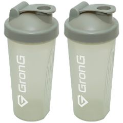 プロテインシェイカー 600ml シェイカー プロテイン シェーカー シェイカーボトル グレー 2個セット GronG（グロング）