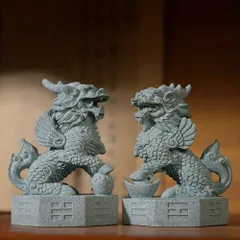 麒麟 置物 オブジェ 飾品 工芸品 幸運 長寿 縁起物 魔除け 厄除 木彫 開運 幸運 財運 金運 安産祈願 無病息災 子宝 健康運 インテリア リビング