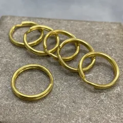 6点セット 真鍮製二重リング 直径15mm キーホルダー