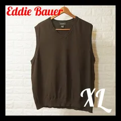 訳あり　Eddie Bauer 　ニットベスト　茶　XL 　古着　アメカジ　○