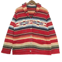 Lauren Ralph Lauren ローレンラルフローレン ネイティブ柄 ショールカラー カーディガン レッド (メンズ M相当) 中古 古着 A4218