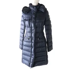美品★モンクレール HERMINE エルミンヌ フード・ロゴワッペン付 ZIP UP ロング丈 ダウンコート ネイビー 0 ハンガー・ガーメント付きのサムネイル