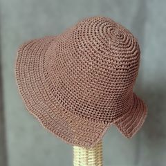 サマーハット：春夏用・フリルブリム《モカ》ハンドメイド