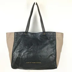 MARC BY MARC JACOBS/マークジェイコブス★レザー トートバッグ　【黒×グレージュ/ツートンカラー 本革】肩かけ/ショルダー　管NO.YB5-92
