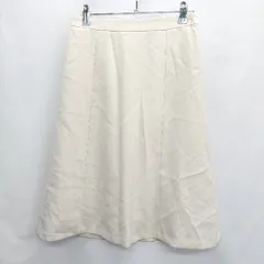 ◇ Θ INDIVI インディヴィ 側面ファスナー 膝丈 フレアー スカート サイズM アイボリー レディース E  【1409240032120】