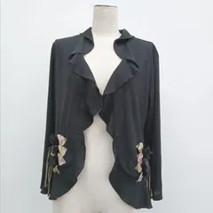 ポテチーノ POTECHINO カーディガン 花 フリル ボレロ ブラック系 L50-0227-2