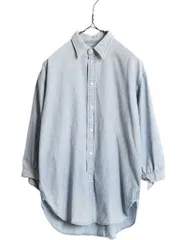 【お得なクーポン配布中!】 ポロ ラルフローレン 7分袖 シャンブレー シャツ レディース S 100% コットン 無地 長袖シャツ ブラウス 袖リボン カジュアル ポニーなし