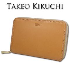 タケオキクチ TAKEO KIKUCHI 牛革 ミドルウォレット サーフェス ベージュ メンズ セミ長財布 定価18,150円 二つ折り財布 エイジング レザー イタリアンレザー プレゼント ギフト 無料ラッピング可能