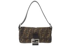 FENDI フェンディ マンマバケット ワンショルダーバッグ 26424 ズッカ柄 ブラウン キャンバス レザー シルバー金具 美品 中古 4b002046