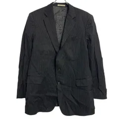 テーラードジャケット L 程 ブラック ボタン ストライプ 柄 ブレザー 秋冬 アウター 古着卸 アメリカ仕入 a612-6195