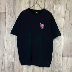 STUSSY ステューシー 両面 刺繍 スウェット 半袖 Tシャツ TEE L