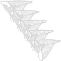 Tバックショーツ 5枚セット ハートモチーフ レース レディース 花柄 セクシー ストリング ランジェリー 透ける エロい 勝負下着 ショーツ 黒 白 赤 紫 青 rt-045