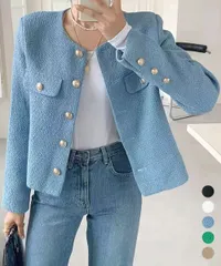 ツイード風 ジャケット レディース韓国風