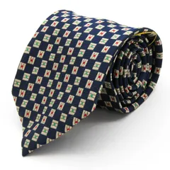 ポログラウンド ブランド ネクタイ 格子柄 ドット スクエア柄 シルク 未使用タグ付 PO メンズ ネイビー polo.ground