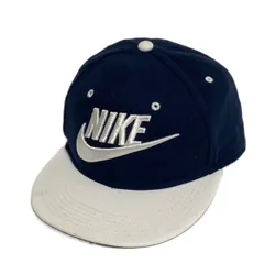 NIKE ☆ ナイキ ロゴ 刺繍 キャップ スナップバック ネイビー ホワイト 56cm メンズ 男女兼用 スポーツ ストリート 古着■SHW591