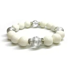 12mm 四神獣銀彫水晶×ホワイトオニキス パワーストーン ブレスレット天然石 運気上昇 開運 厄払い お守り 青龍 白虎 玄武 朱雀 （シルバー）メンズ・レディース 男性・女性 数珠ブレス 開運  ■