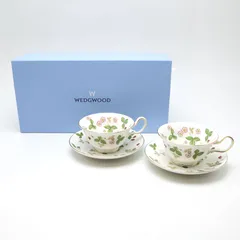 【楠本質店/元住吉】未使用　Wedgwood/ウェッジウッド　ワイルド ストロベリー ティーカップ&ソーサー (ピオニー)　2客セット【中古】