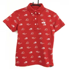 ★値下げ★【超美品】ニューバランスゴルフ 半袖ポロシャツ レッド×白 総柄 キャップ スニーカーワッペン レディース 0(S) ゴルフウェア New Balance