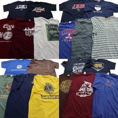 古着卸 まとめ売り カラーmix プリント 半袖Tシャツ 20枚セット (メンズ XL ) チームロゴ ボーダー 英文字 ワンポイント 中古 古着 NA7000
