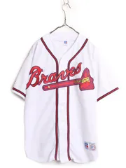 【お得なクーポン配布中!】 90s USA製 MLB オフィシャル ラッセル ブレーブス ベースボール シャツ メンズ XL / オールド ユニフォーム メジャーリーグ ゲームシャツ