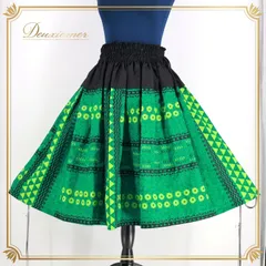 フラダンス 衣装 パウスカート グリーン系 フラ ダンス 緑 黒 シングル レッスン ウニ柄 ハワイアン アロハ スカート ふんわり ハワイアンプリント ブラック系