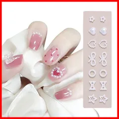 【即発送】デコパーツ ハンドメイド 手芸 ジュエリーパーツ ネイルアート パーツ リボン リボン ハート パール 立体 3d ストーン ネイルパーツ ネイルパーツ 蝶結び スター 可愛い 約50個セット