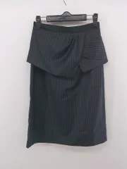 ◇ YECCA VECCA ピンストライプ バックスリット 膝丈 タイト スカート サイズF ネイビー ホワイト系 レディース E  【1305090007465】