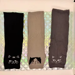 日焼け対策　UVアームカバー ねこ  UV対策  紫外線対策 接触冷感 ひんやり　60cm丈　ＵＶ遮断率90%以上