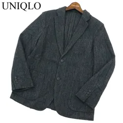 UNIQLO ユニクロ 秋冬 ウール ツイード ヘリンボーン★ テーラード ジャケット Sz.S　メンズ グレー