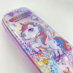 新品 未使用 ペンケース ユニコーン 紫 パープル 文房具 雑貨 韓国 可愛い 大容量 グッズ 筆箱 お洒落 プレゼント 女の子