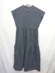◇ ⊂ ◎ ●未使用● ViS ビス タグ付き ティアード 半袖 膝下丈 ワンピース サイズF ネイビー レディース E  【1506110005946】