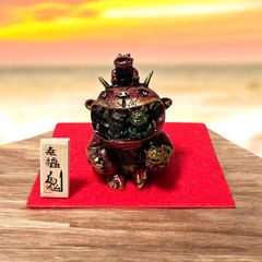 美品】招福 恵比寿 大黒天 置物 ガラスケース入り 金色 オブジェ