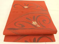 平和屋着物◎本場筑前博多織　八寸名古屋帯　花唐草文　正絹　逸品　BAAU2988yc