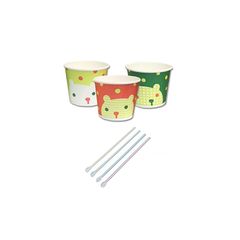 かき氷カップ 紙容器 400ml ＆ スプーンストロー 20個セット (シロクマ)