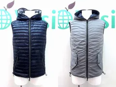 【187102】DUVETICA デュベティカ  リバーシブル ダウンベスト メンズ  46 ESACO-ERRE グレー×ネイビー