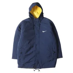 NIKE / vintage ナイキ ヴィンテージ コート サイズ:M / 90s スウッシュ ロゴパッチ ナイロン ベンチコート / 白タグ / ネイビー / アウター ジャケット 上着【メンズ】【中古】