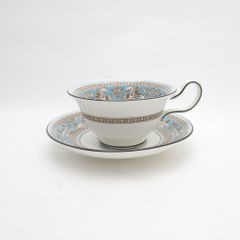 美品 WEDGWOOD ウェッジウッド フロレンティーンターコイズ ティーカップ＆ソーサー ピオニー 紅茶 英国 SU7455J 