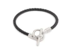 美品　HERMES　グレナン　ブレスレット　ブラック/シルバー　レザー　箱　保存袋