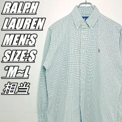 【US古着】RALPH LAUREN　ラルフローレン　CLASSIC FIT　グラフチェック柄長袖シャツ　メンズ　サイズ表記S　M~L相当　ホワイト×ネイビー×ライトグリーン