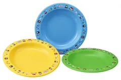 【在庫処分】PT-22 食洗機対応 日本製 [直径約18.3cm/電子レンジOK] 3枚セット きかんしゃトーマス 中皿 子供食器 OSK