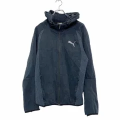 PUMA プリント スウェットパーカー S ブラック グレー プーマ ジップアップ ポケット 古着卸 アメリカ仕入 a507-5533