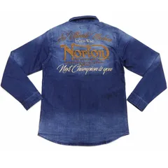 【size.XXL】NORTON ノートン モーターサイクル 刺繍 襟ワイヤー ストレッチ 長袖 ミリタリーシャツ メンズ 長袖シャツ/ショット/バンソン